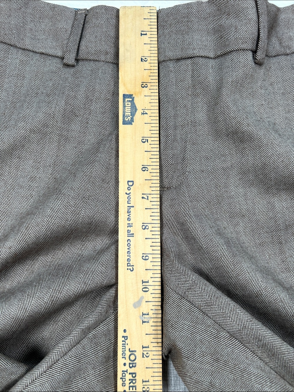 Banana Republic Martin Fit 12R Wool Herringbone Wide Leg Trouser Pants Brown - Picture 8 of 13